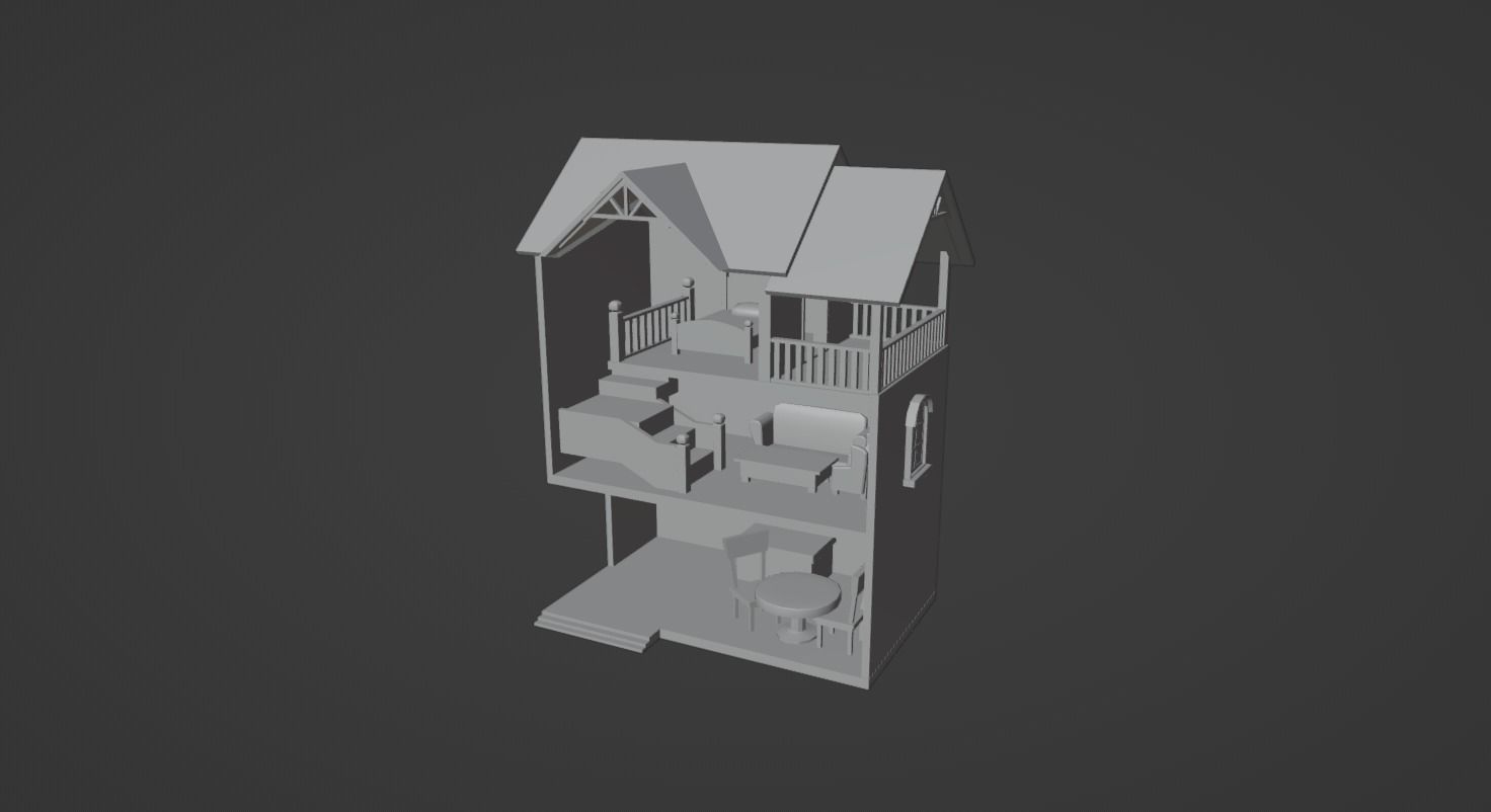 Doll house 3D model Low-poly 3D model_4