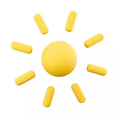 3d Shining sun with rays cartoon icon 3D model