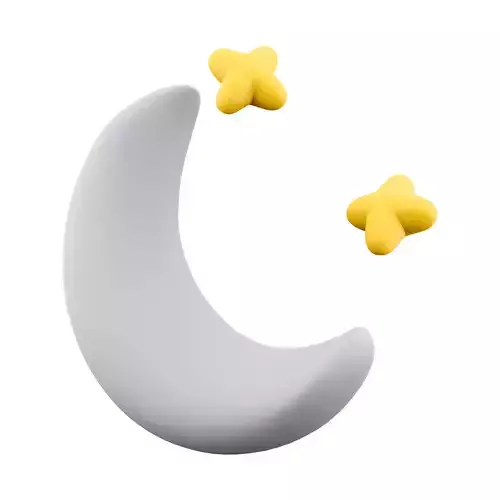 3d white moon and yellow stars cartoon icon 3D model