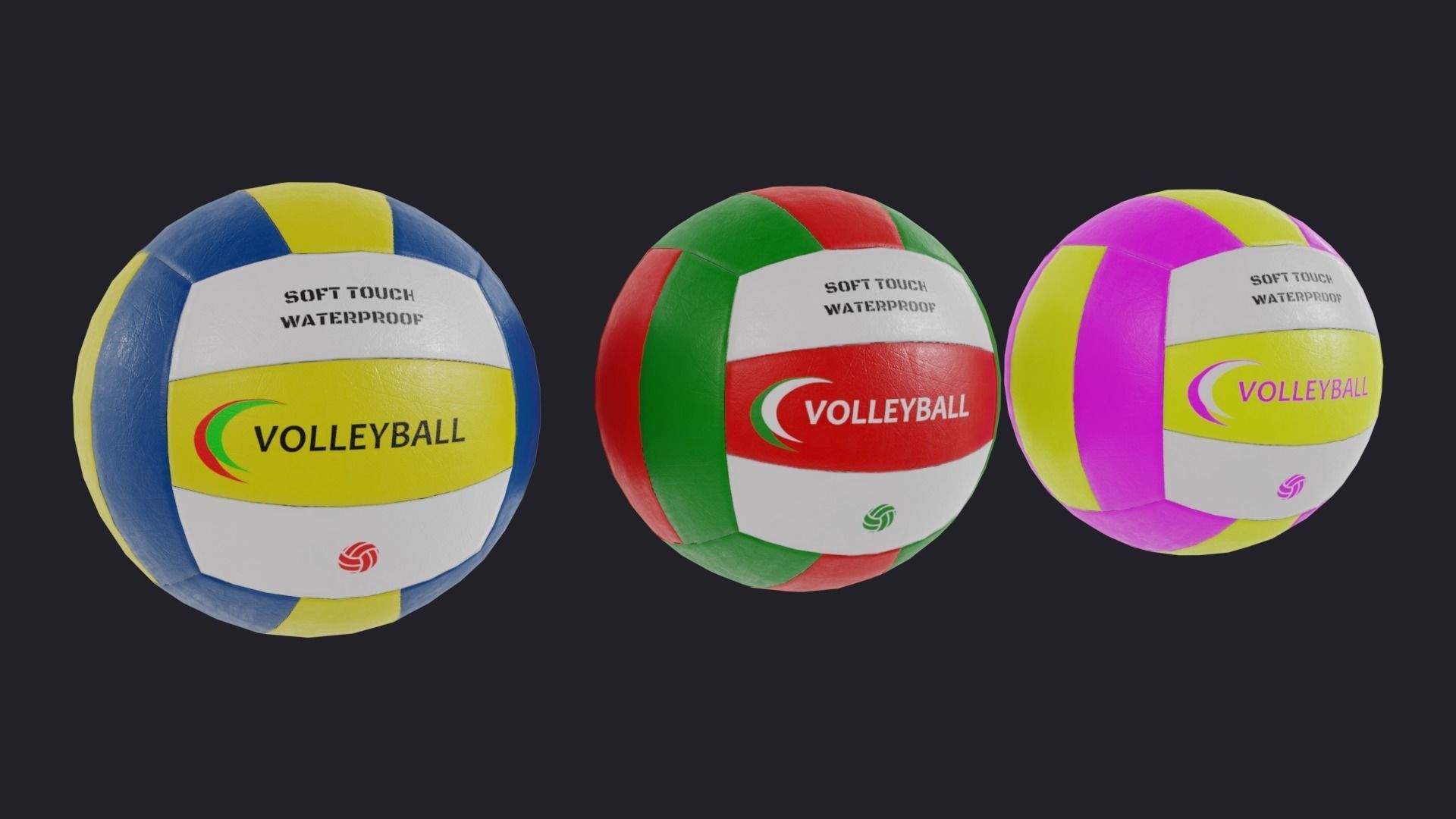 Volley ball Low-poly 3D model_1