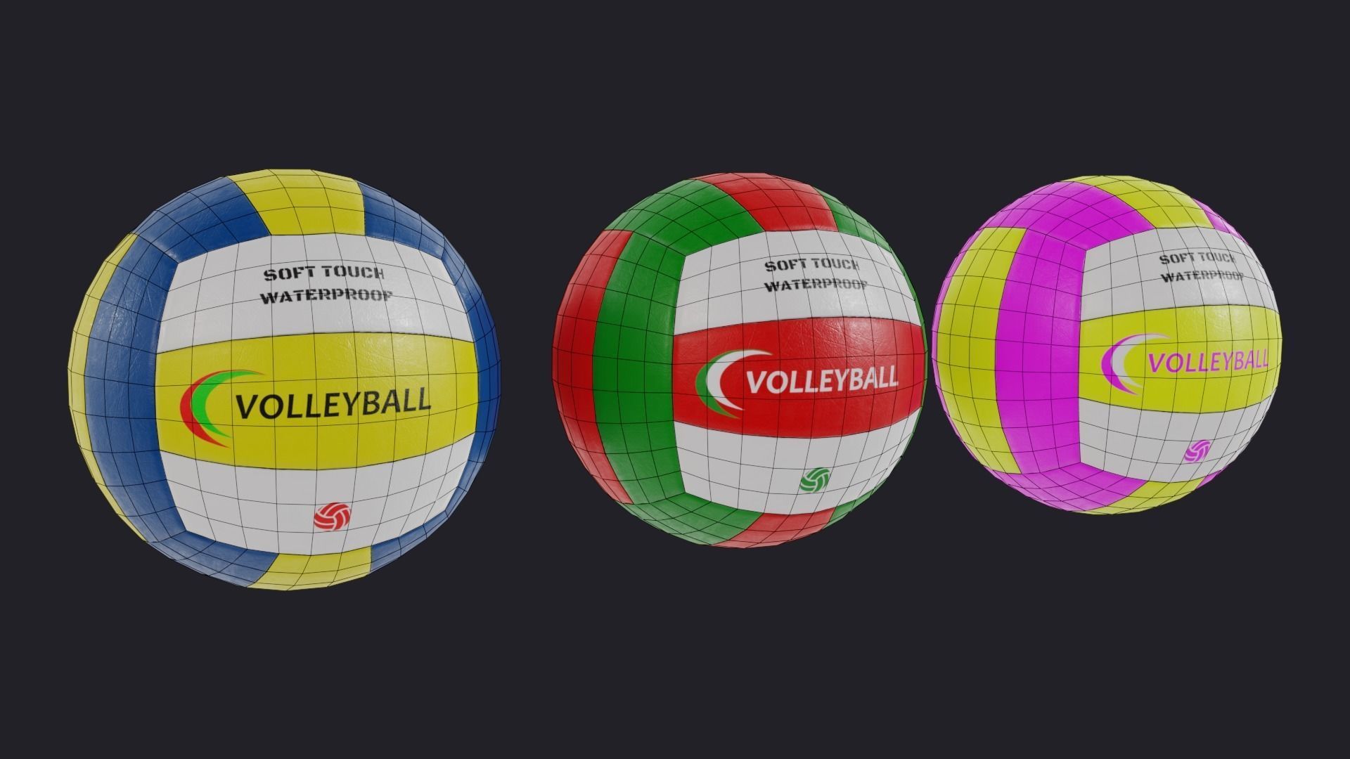 Volley ball Low-poly 3D model_3