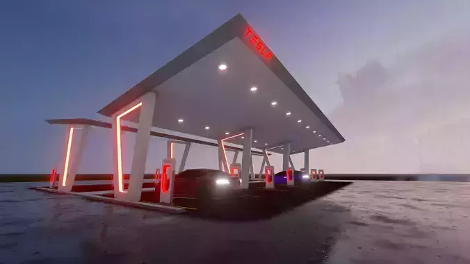 Electric Vehicle Charging Station 2 3D model