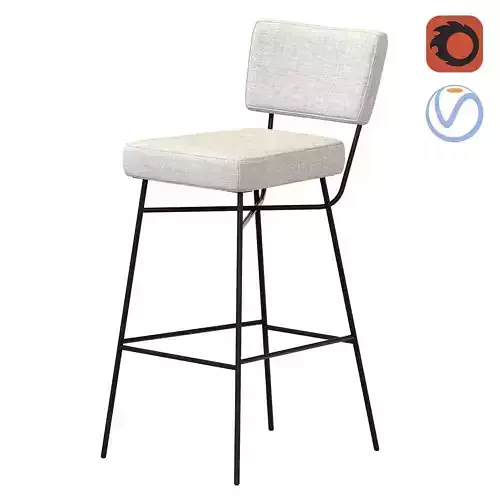 Orfeo Bar Stool white velvet mistral 3D model