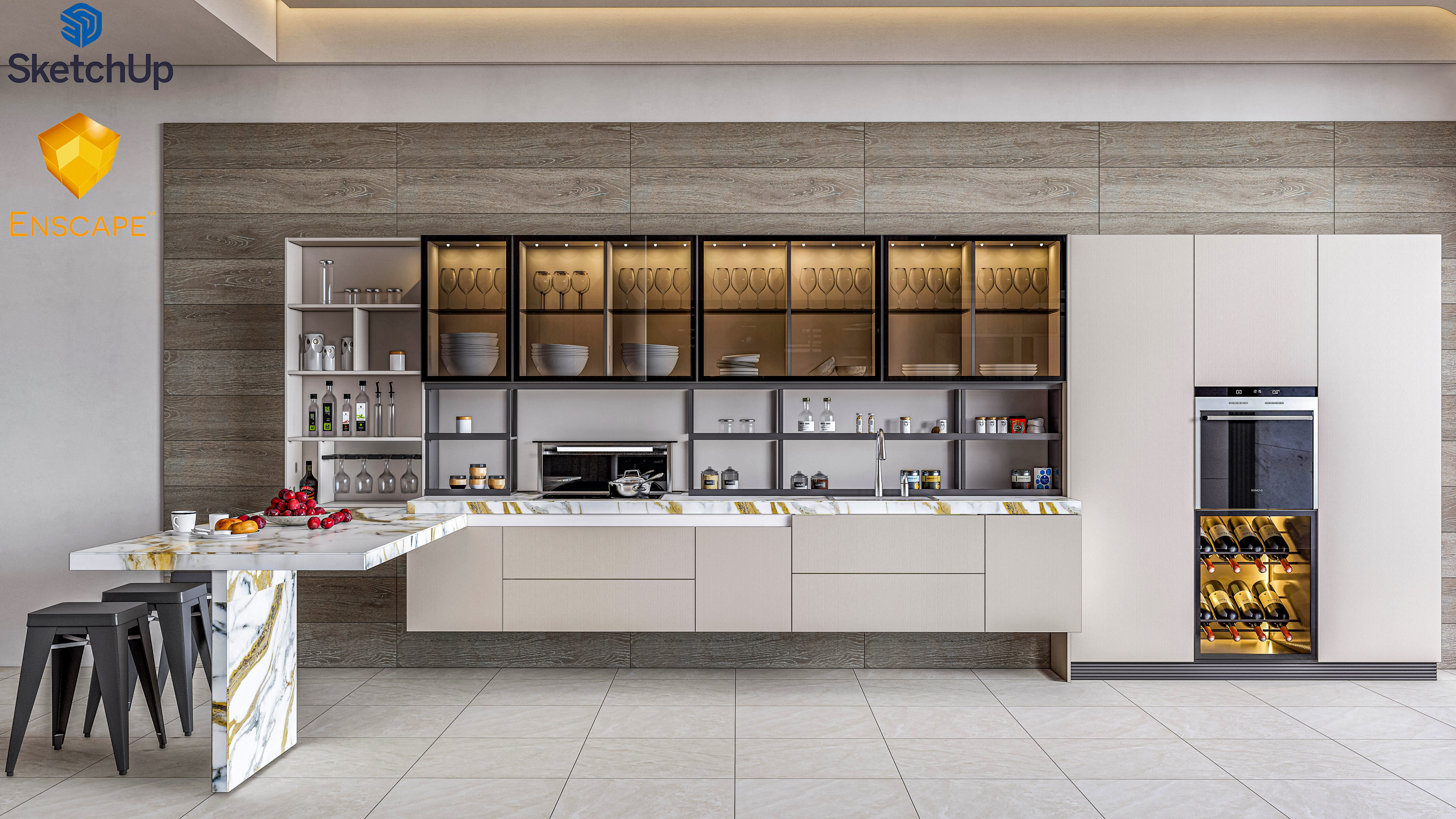 Kitchen fully parametric  Resizable manufacturable  0014 3D model_7