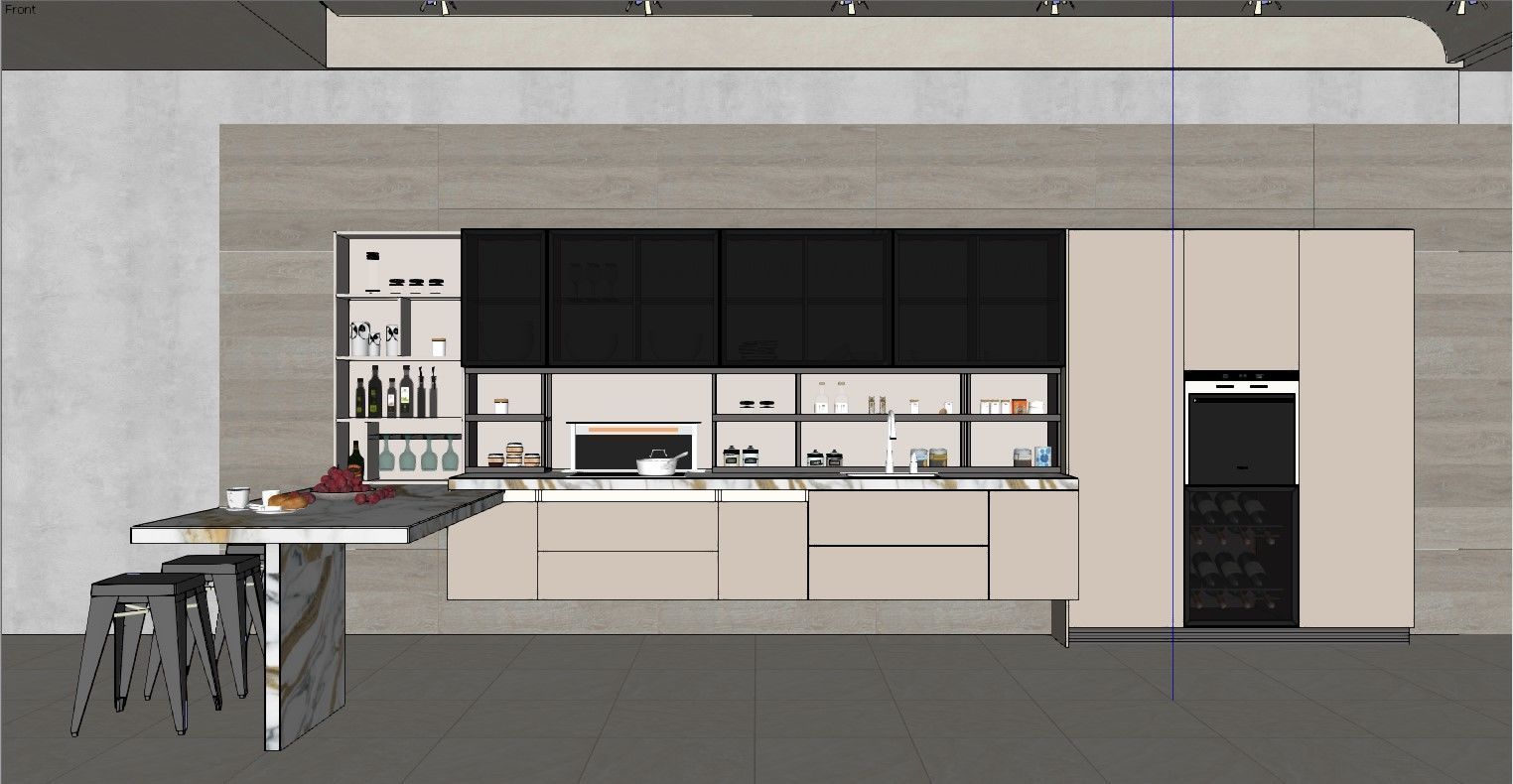 Kitchen fully parametric  Resizable manufacturable  0014 3D model_16