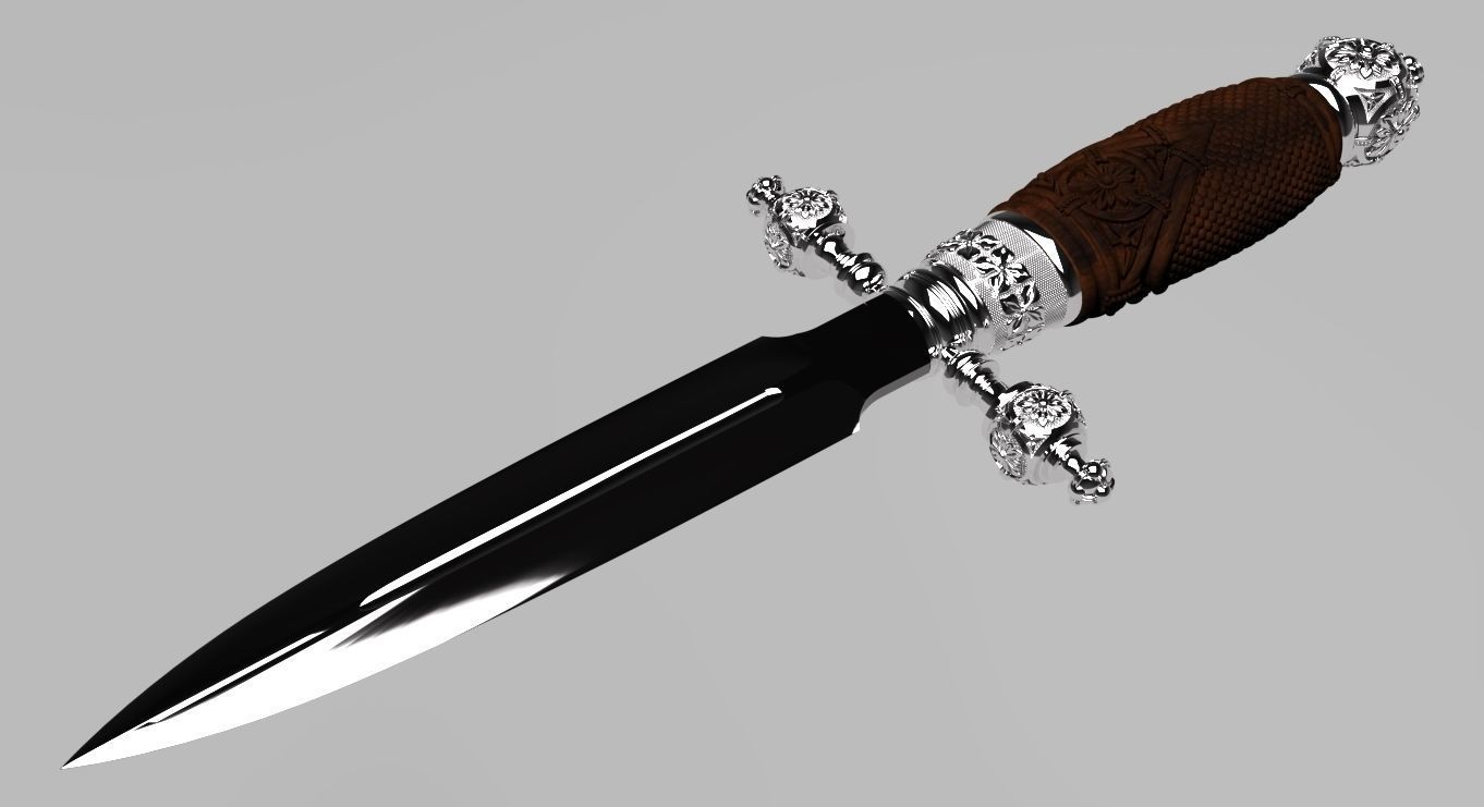 A delicate antique dagger knife 3D model_2
