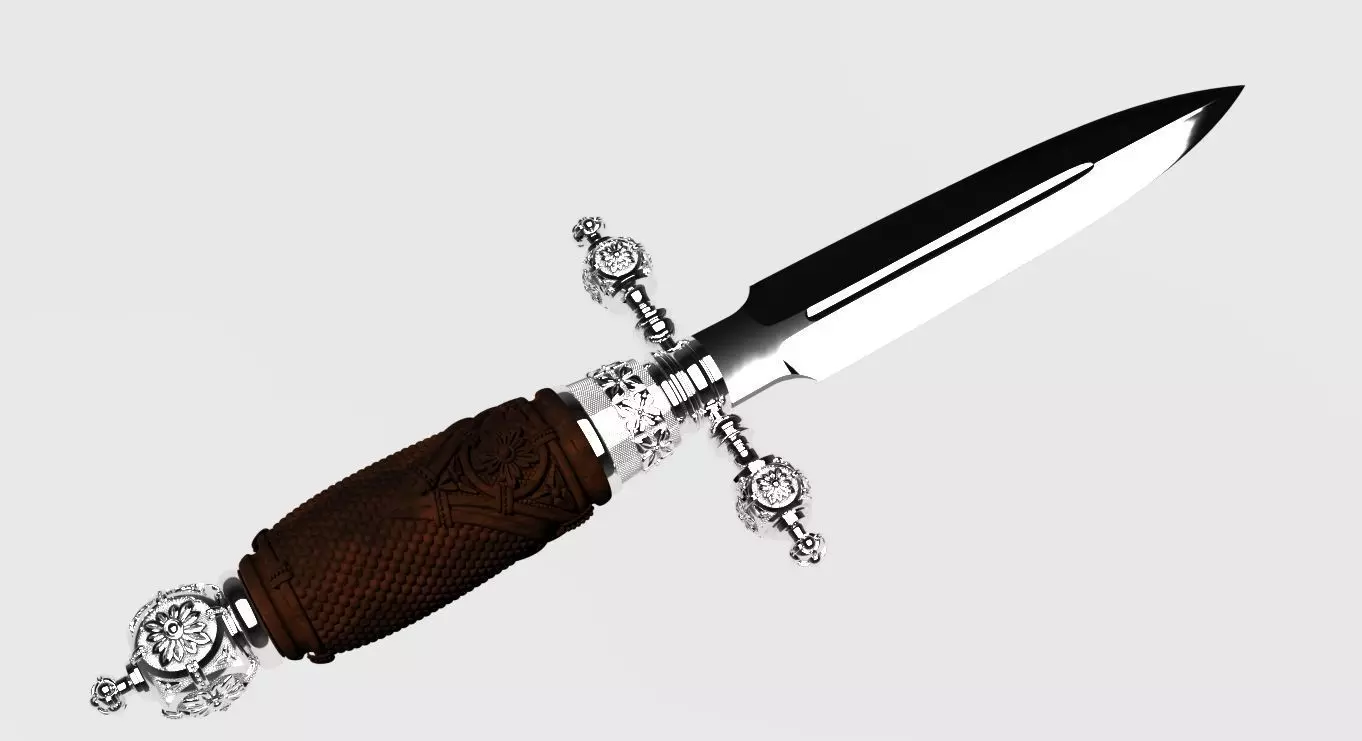 A delicate antique dagger knife 3D model_0