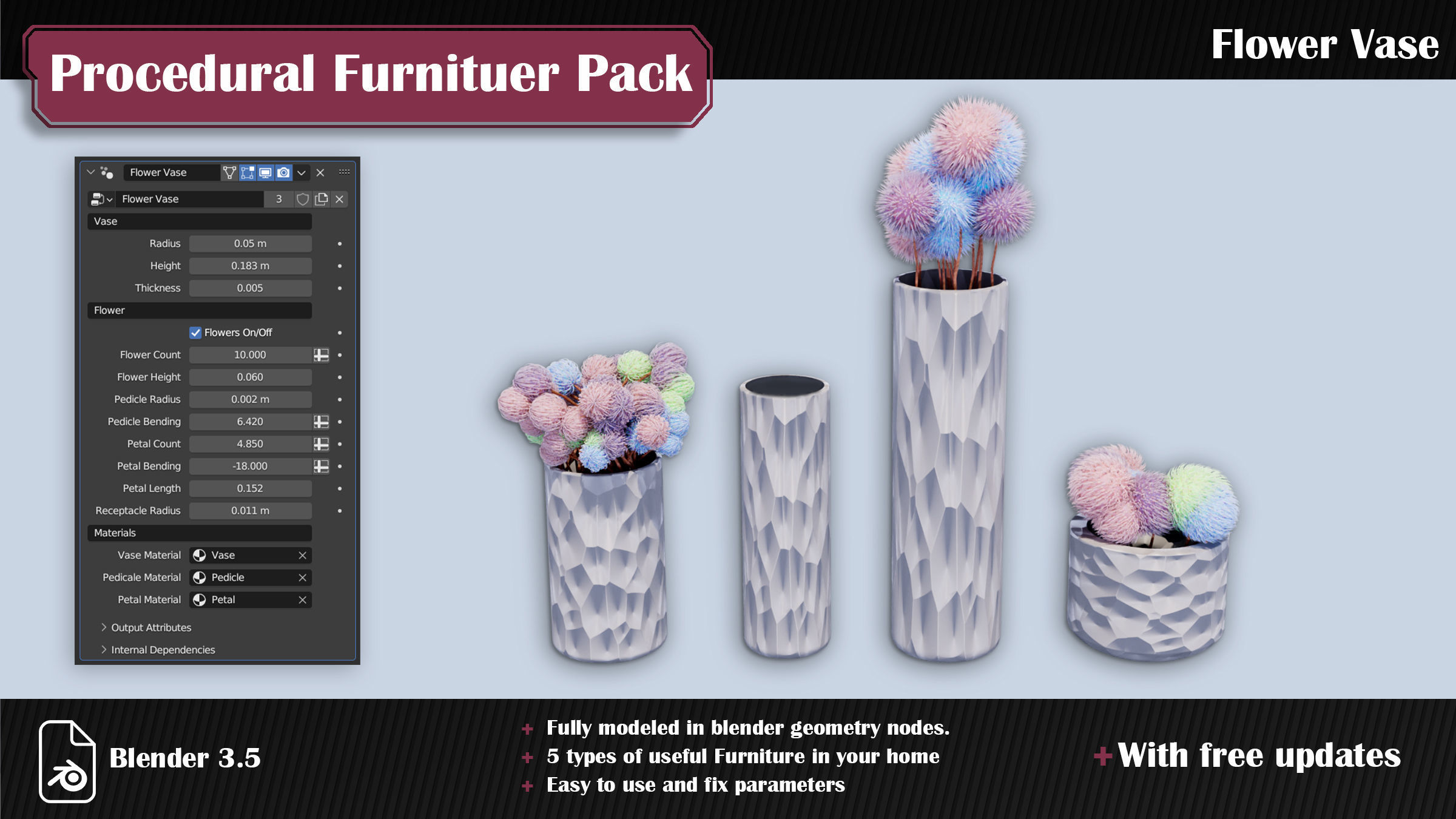 Procedural Furniture Pack Low-poly 3D model_6