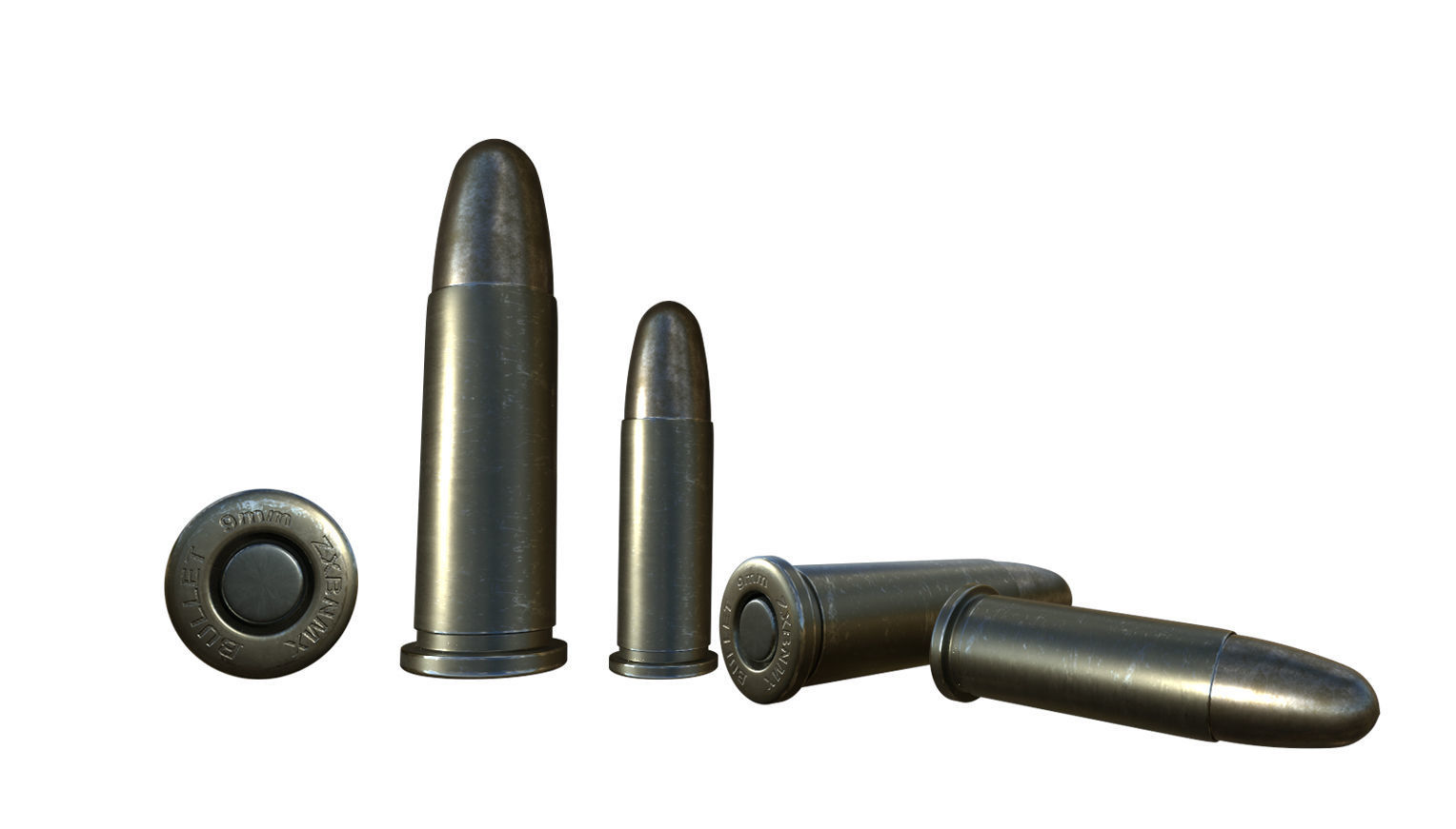 9mm bullet Low-poly 3D model_2