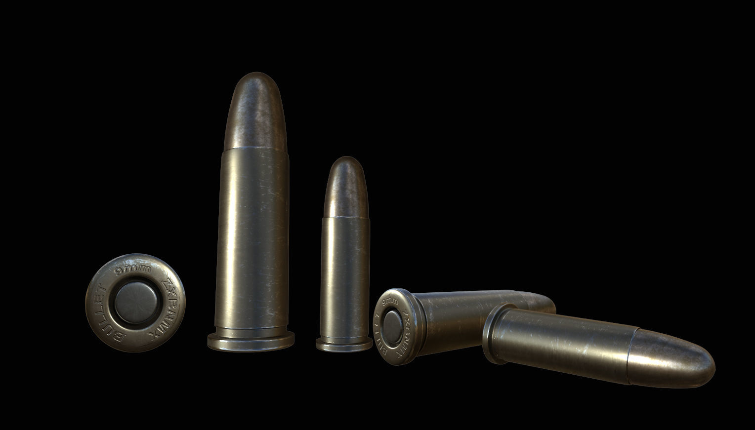 9mm bullet Low-poly 3D model_1