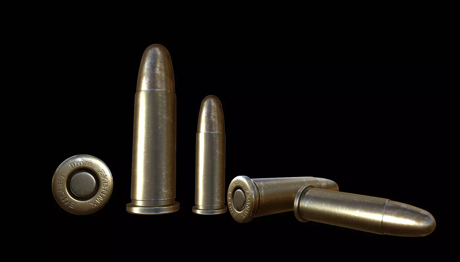 9mm bullet Low-poly 3D model_0