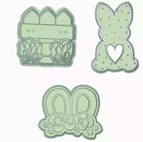 CORTANTES PASCUAS EASTER RABBIT CONEJO CERCA CERCO COOKIES 3D print model