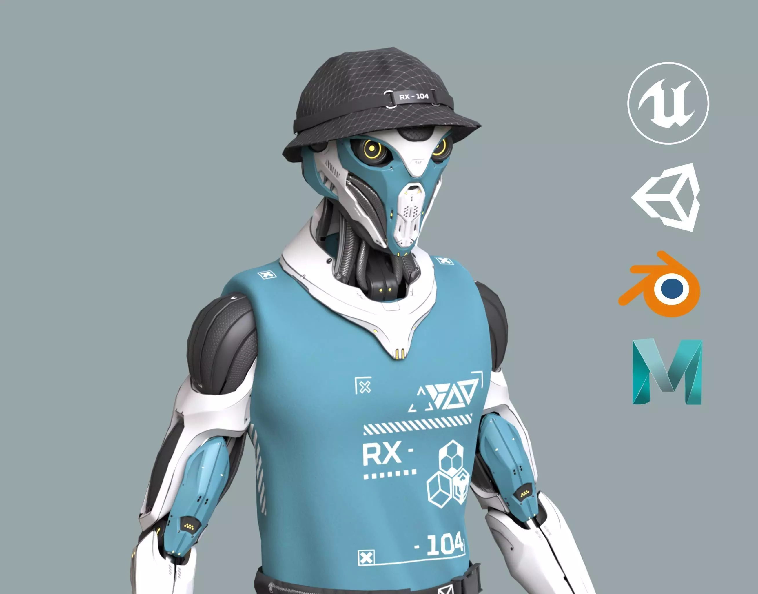 Robot RX-104 - Game Ready 3D Model Low-poly 3D model_0