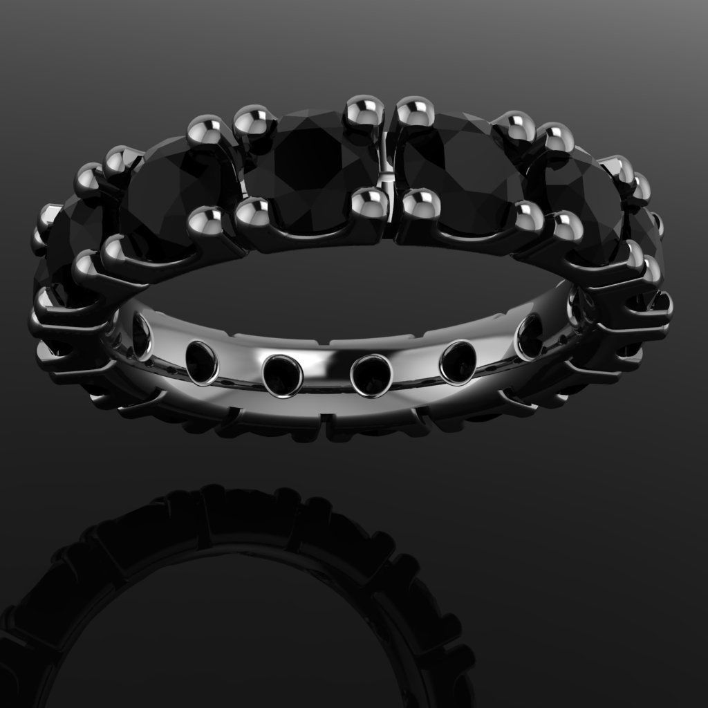Eternity diamond ring 4 mm gems seT 3D print model_12