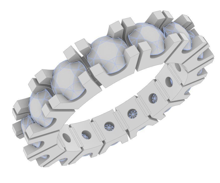 Eternity diamond ring 4 mm gems seT 3D print model_3