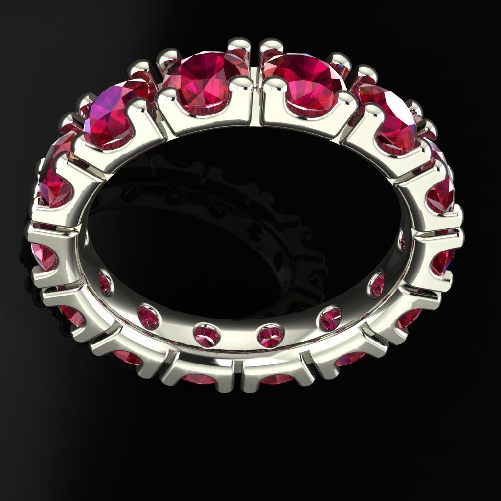 Eternity diamond ring 4 mm gems seT 3D print model_11