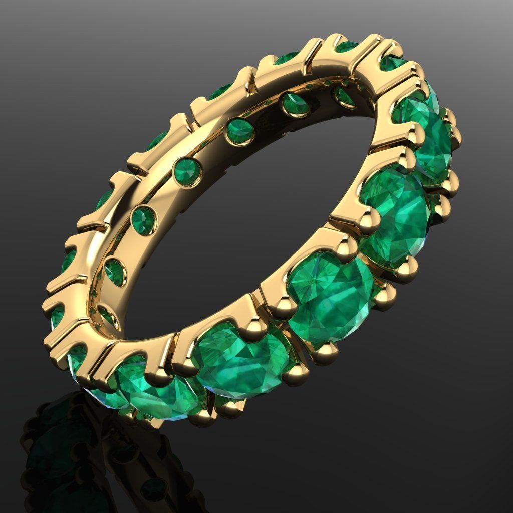 Eternity diamond ring 4 mm gems seT 3D print model_9