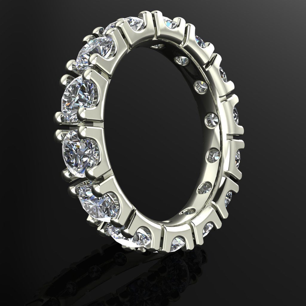 Eternity diamond ring 4 mm gems seT 3D print model_8