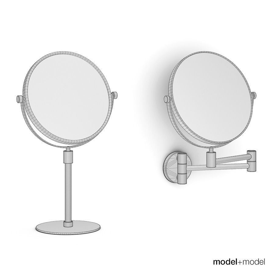 Magnifying stand and wall mirrors 3D model_1