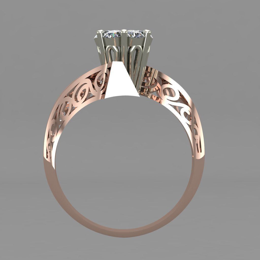 Diamond Engagement With Jali Ring 3D Print Model 3D print model_2