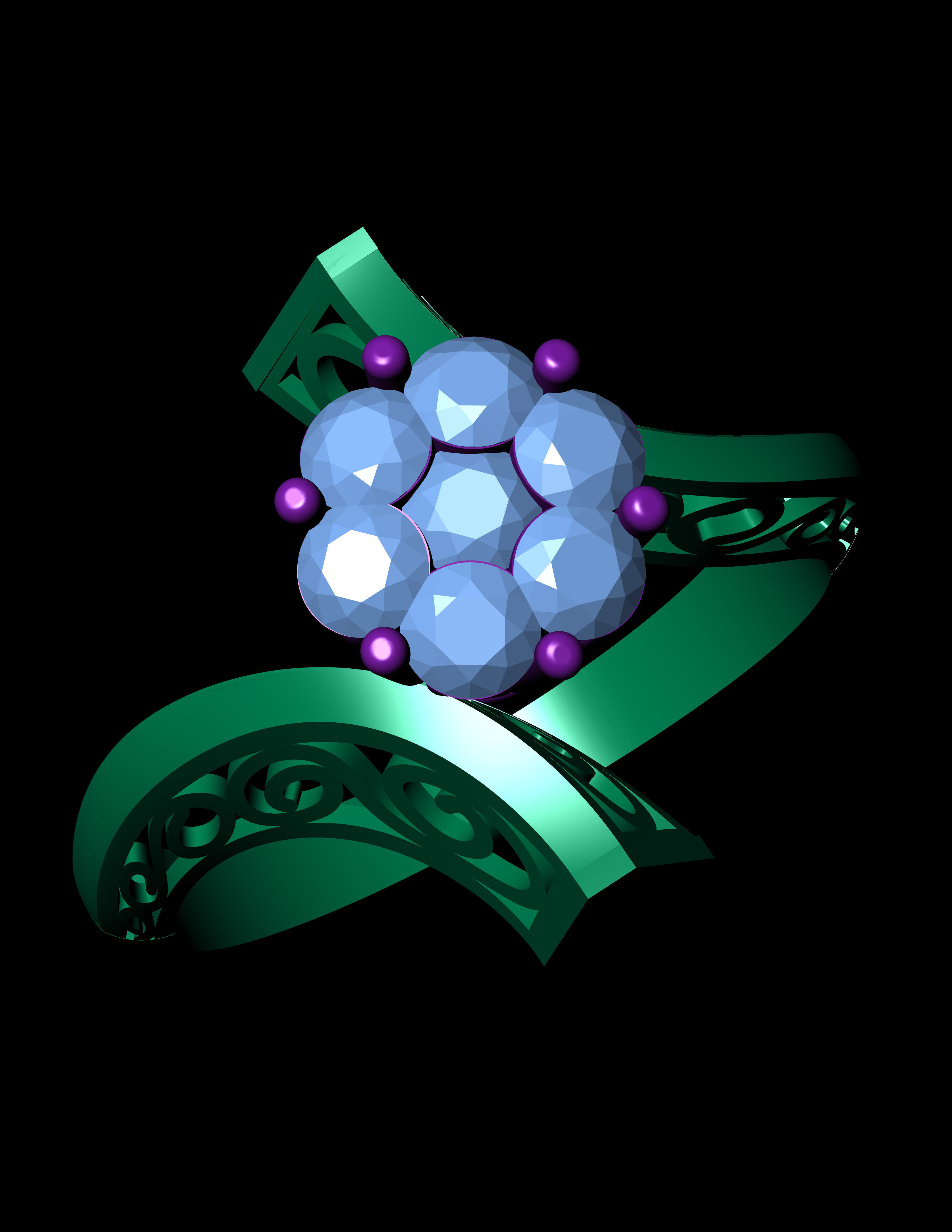 Diamond Engagement With Jali Ring 3D Print Model 3D print model_4