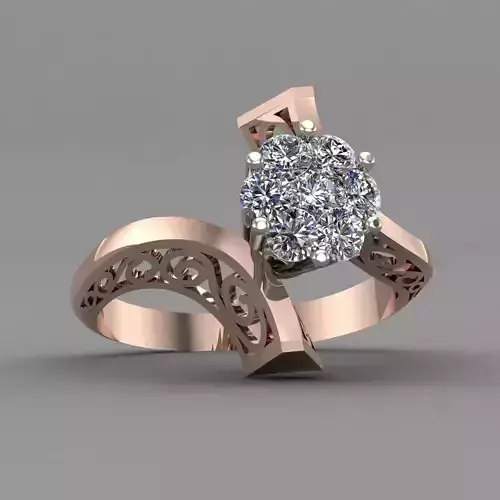 Diamond Engagement With Jali Ring 3D Print Model