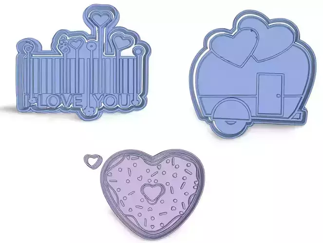SET CORTANTES  SAN VALENTIN ENAMORADOS CORAZON LOVE 3D print model
