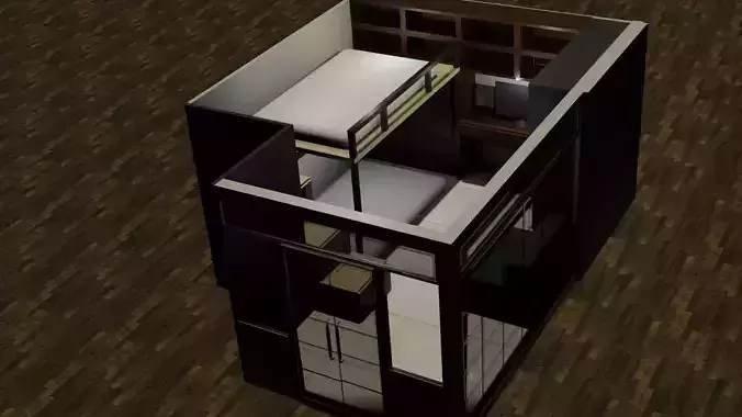 Loft Bedroom Low Poly