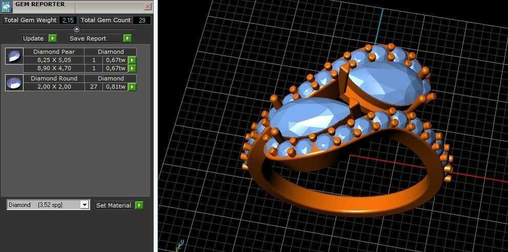 Pear stone ring Model 3550 3D print model_9