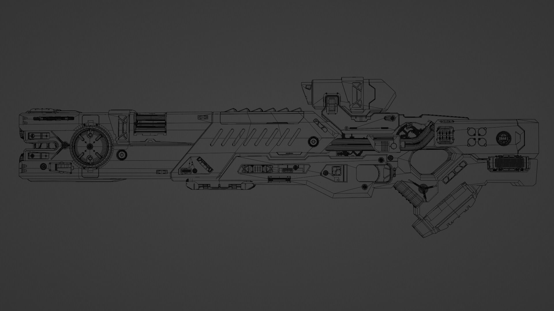 Sci fi gauss rifle based on pulse rifle with full Blend file 3D model_4