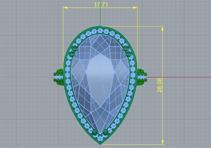 Pear stone ring Model 3544 3D print model_7