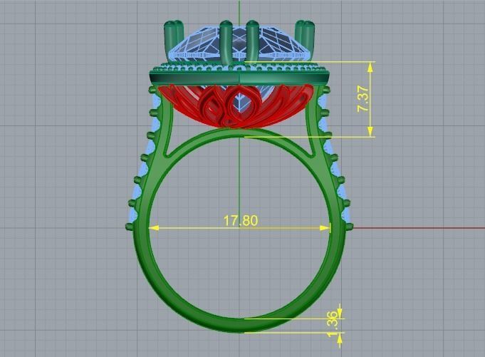 Pear stone ring Model 3544 3D print model_6