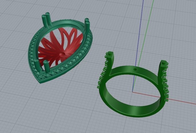 Pear stone ring Model 3544 3D print model_2