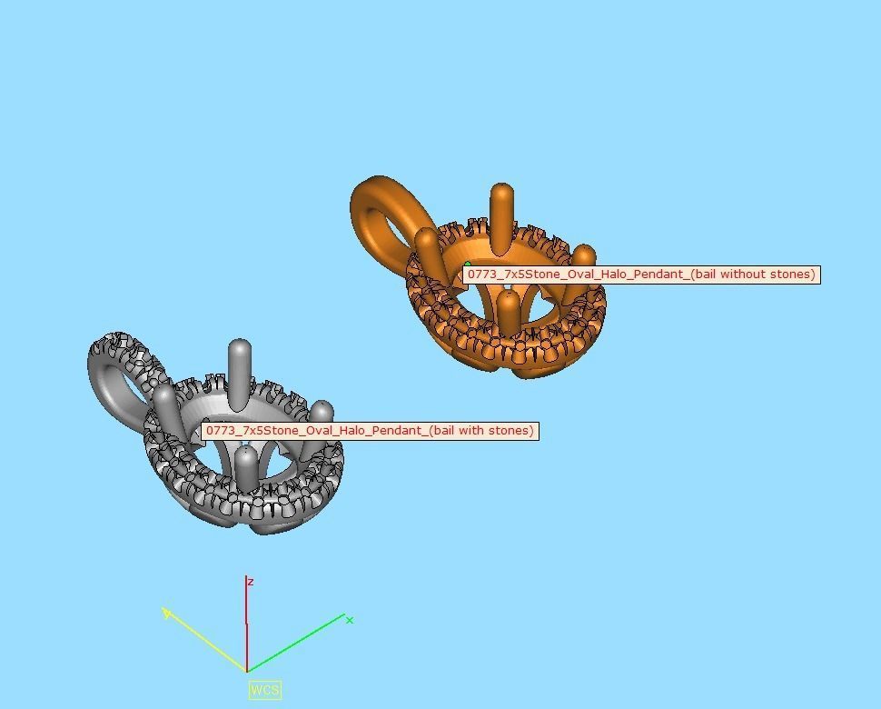 Jewelry Set 7x5 Oval Stone Pendant and Engagement Ring  3D Model Collection_28