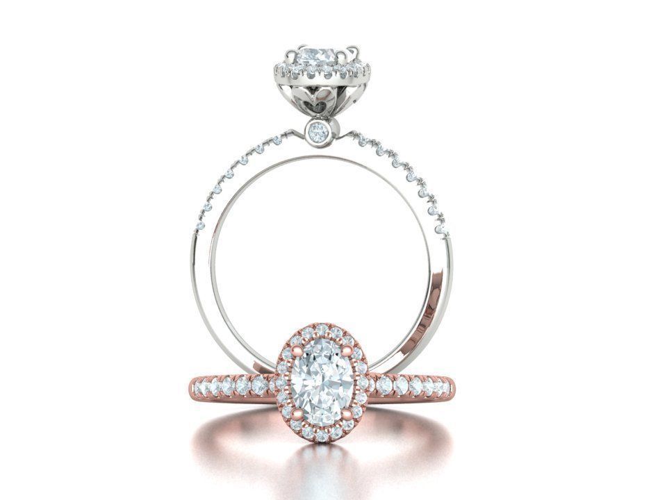 Jewelry Set 7x5 Oval Stone Pendant and Engagement Ring  3D Model Collection_30