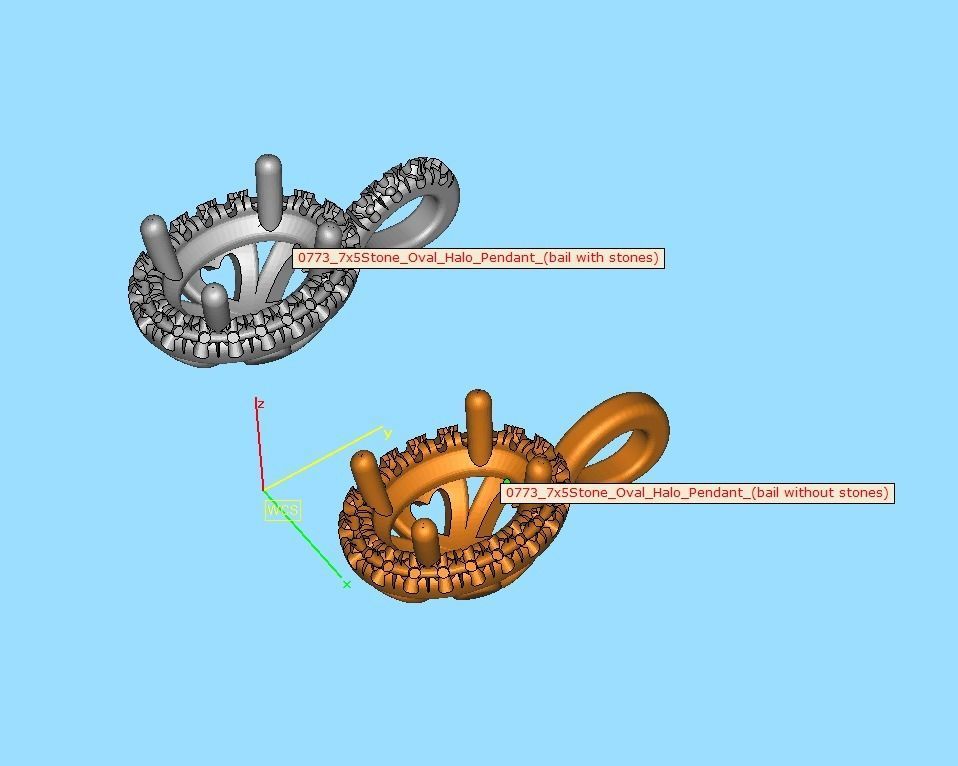 Jewelry Set 7x5 Oval Stone Pendant and Engagement Ring  3D Model Collection_27