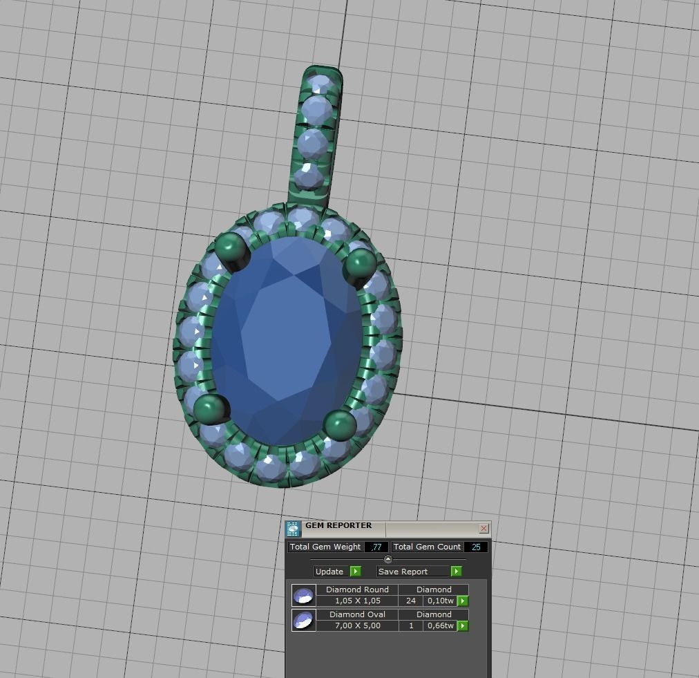 Jewelry Set 7x5 Oval Stone Pendant and Engagement Ring  3D Model Collection_25