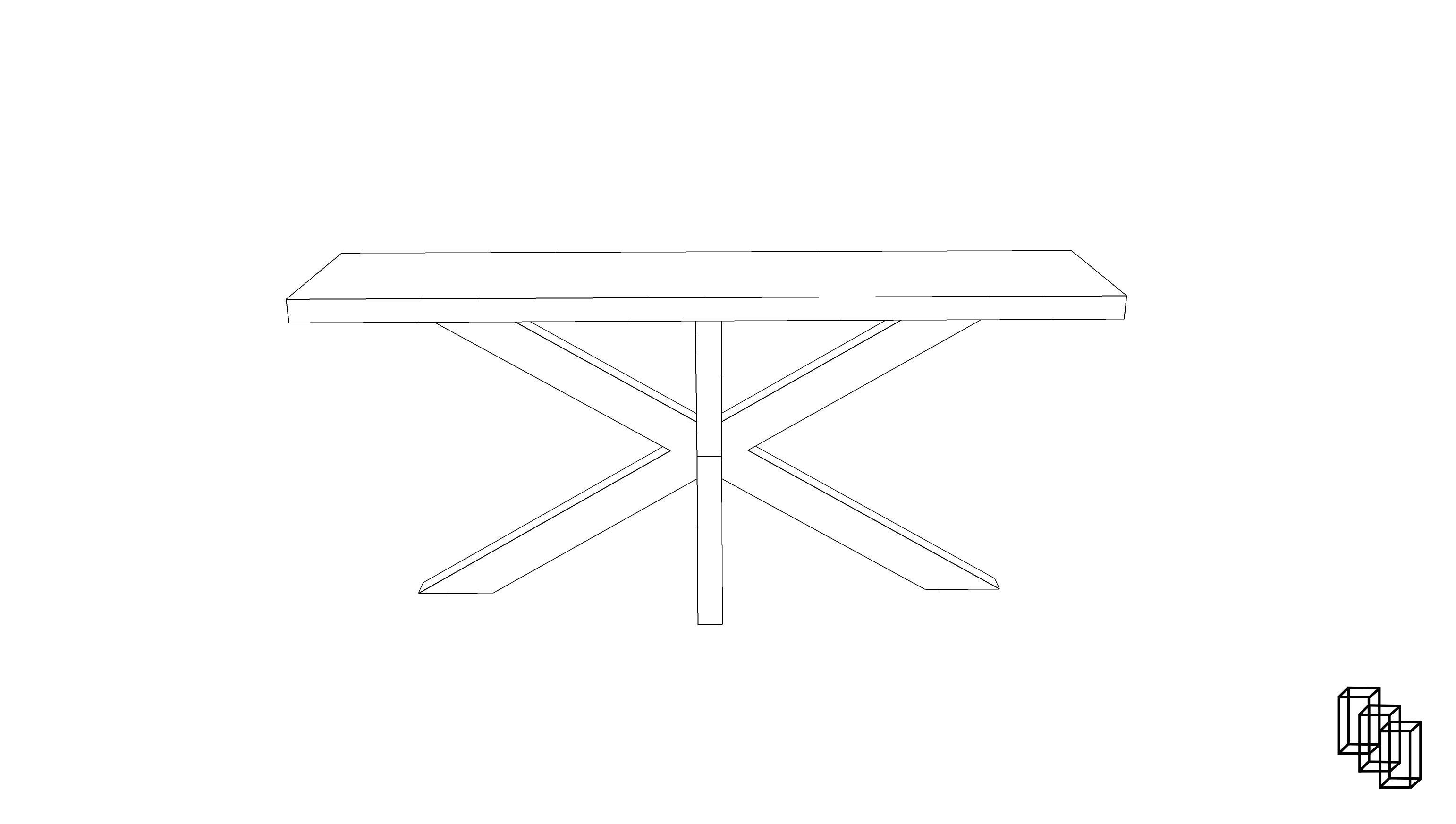 1960S FRENCH X-BASE CONSOLE TABLE Low-poly 3D model_6