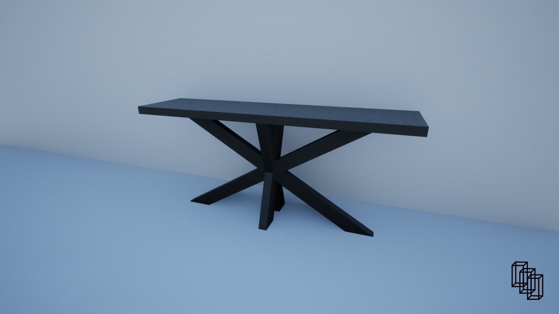 1960S FRENCH X-BASE CONSOLE TABLE Low-poly 3D model_2