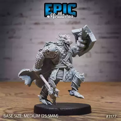 Dragonborn Warrior Attack - DnD Tabletop Miniature 3D Model