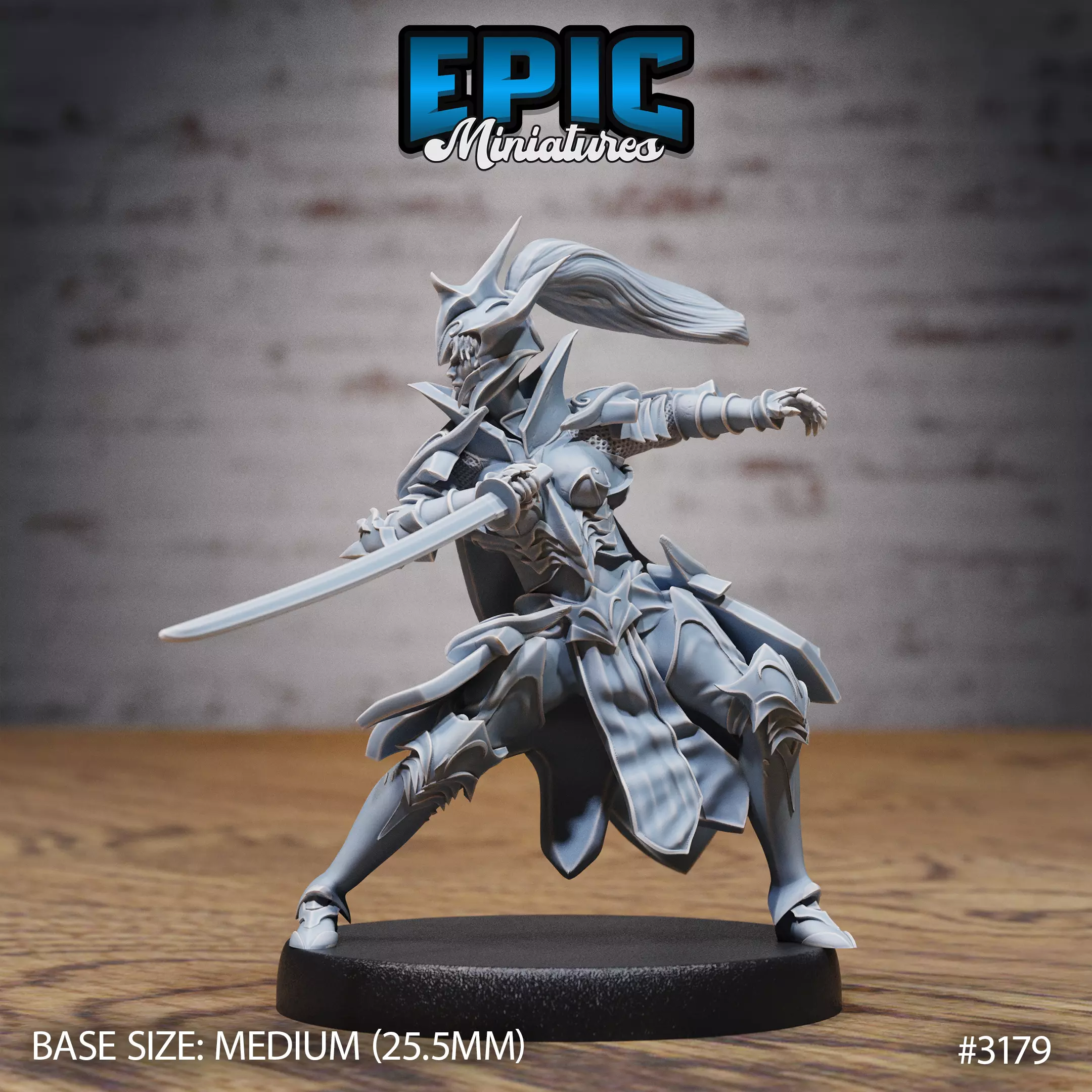 Hunters Guild Female Knight Attack - DnD Tabletop Miniature 3D print model_0