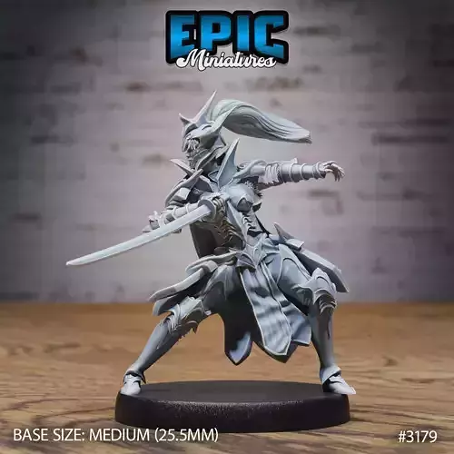Hunters Guild Female Knight Attack - DnD Tabletop Miniature 