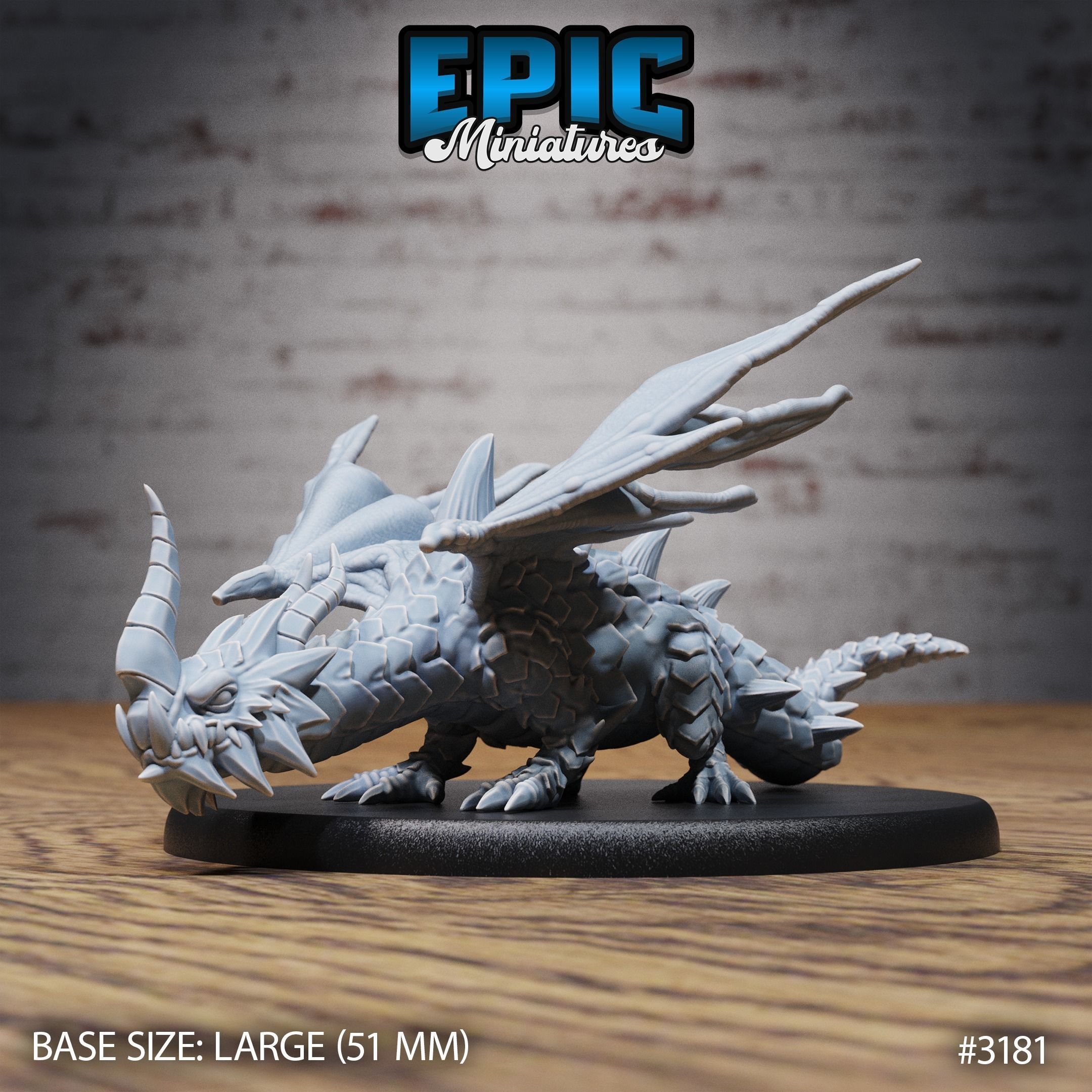 Young Horn Dragon Set - DnD Tabletop Miniature 3D Model 3D print model_1