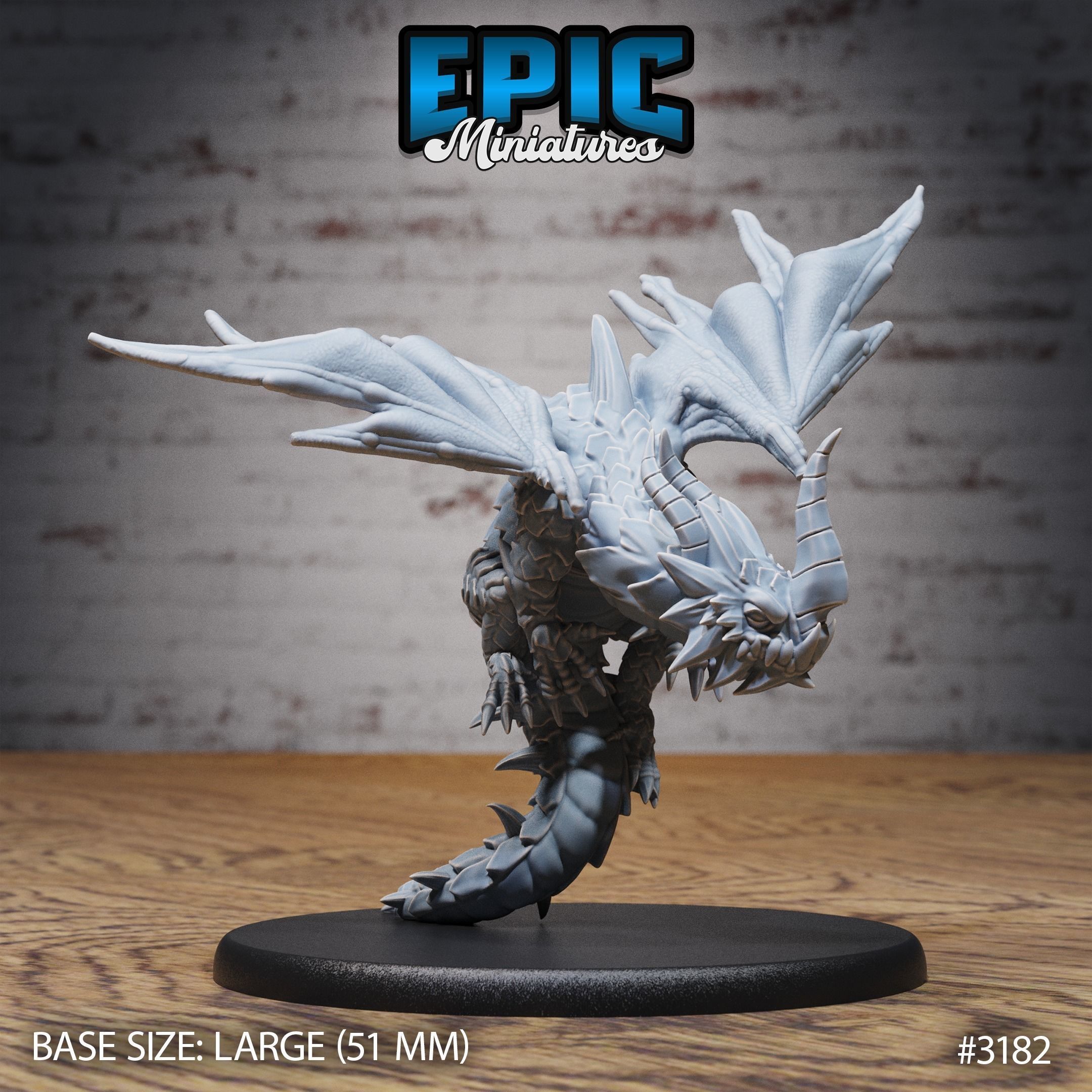 Young Horn Dragon Set - DnD Tabletop Miniature 3D Model 3D print model_3