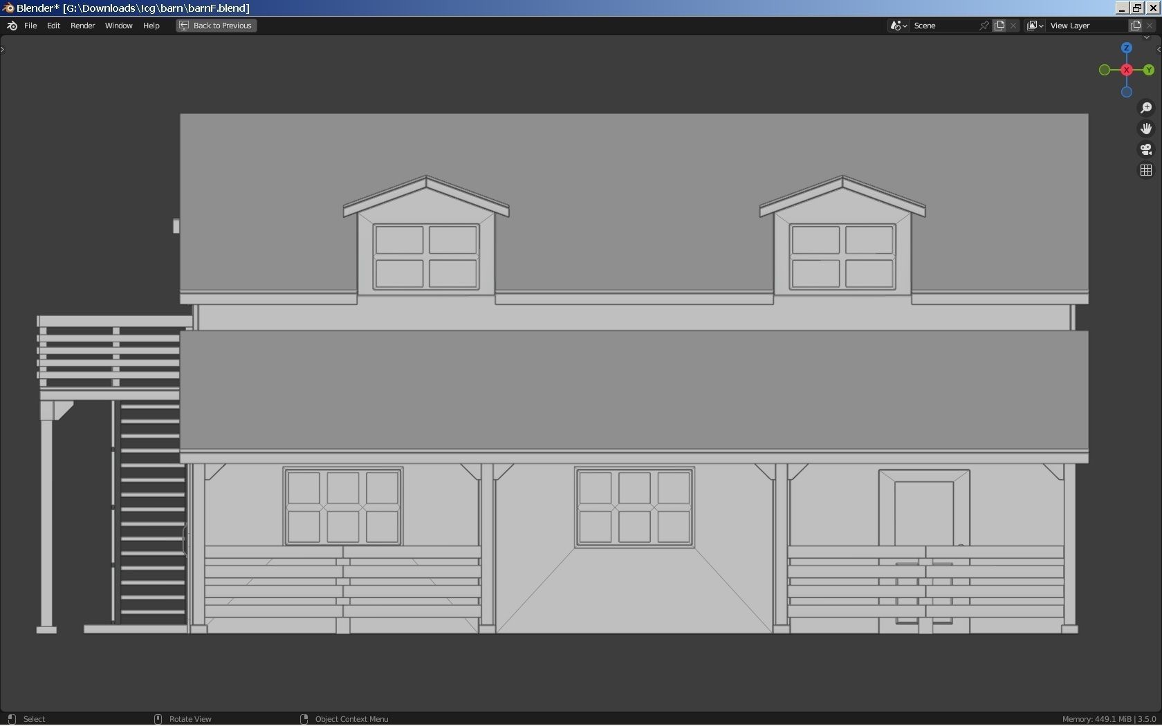 Wooden barn Low-poly 3D model_4