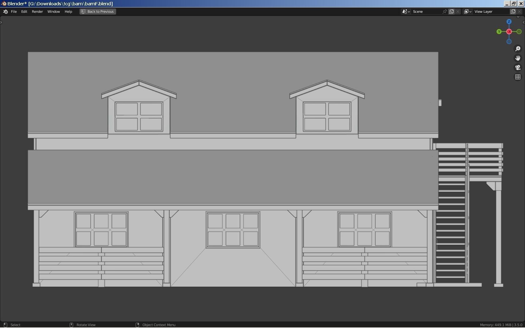 Wooden barn Low-poly 3D model_5