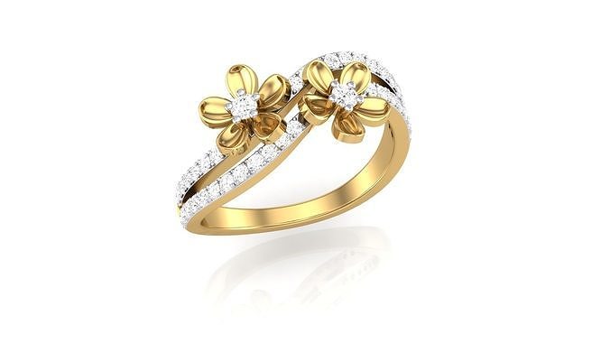 Floweret diamond ring 3d model 3D print model