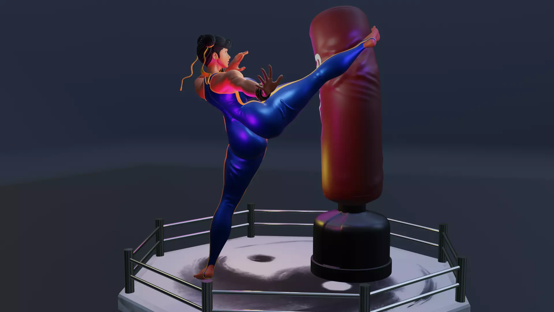 CHUN-LI KICK - ATHLETIC BARBIE 3D print model_0