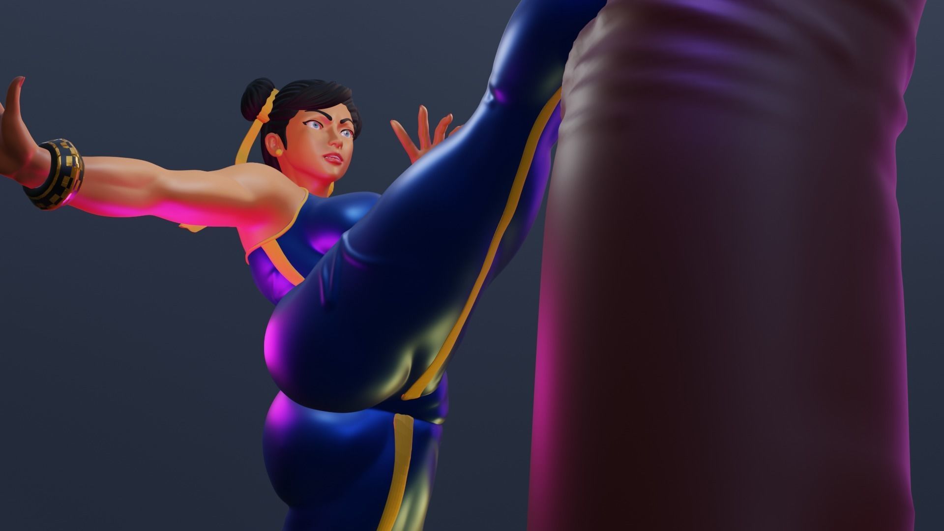 CHUN-LI KICK - ATHLETIC BARBIE 3D print model_4
