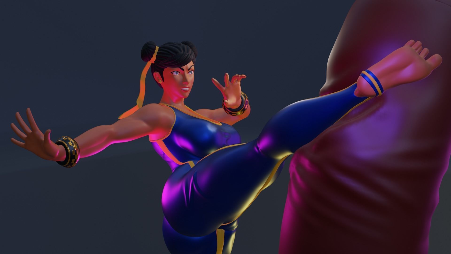 CHUN-LI KICK - ATHLETIC BARBIE 3D print model_9